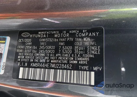 2021 Hyundai Palisade Sel из США, поврежденный, VIN KM8R44HE7MU228462